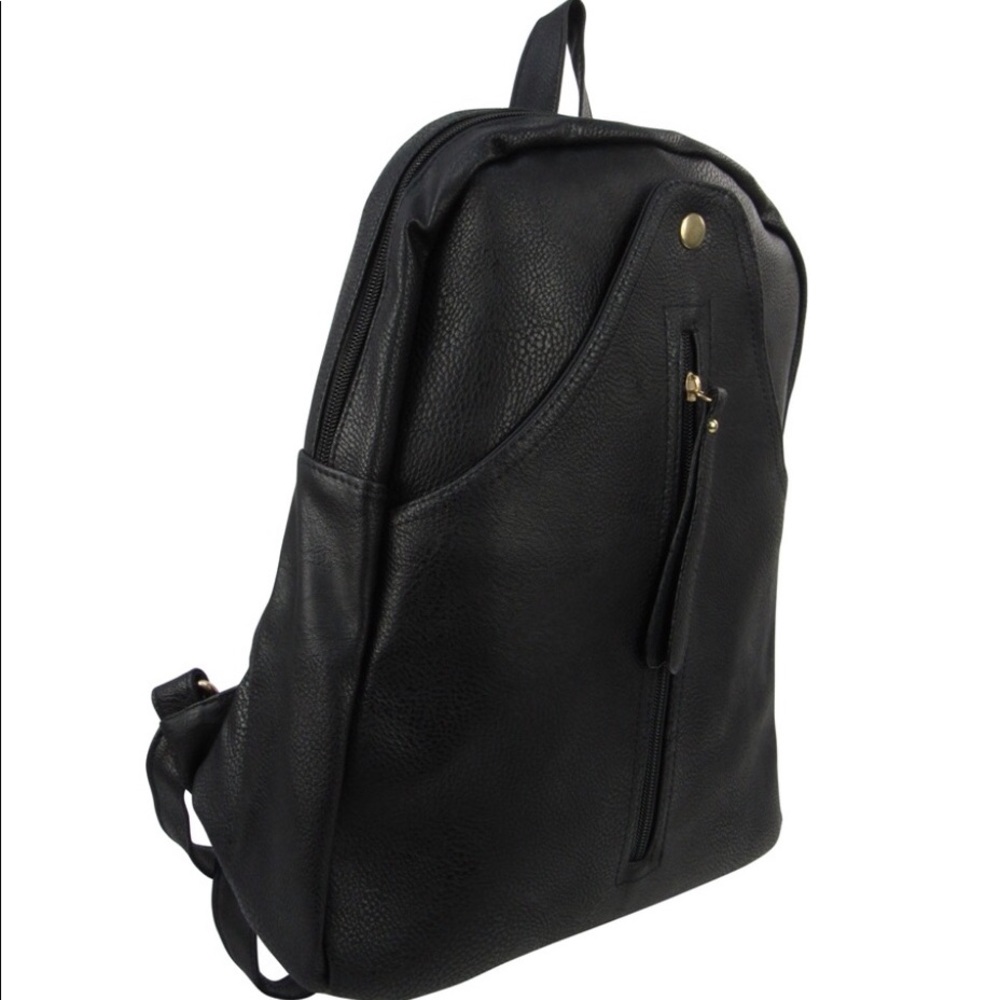Leather Fashion Backpack with Snap Pocket